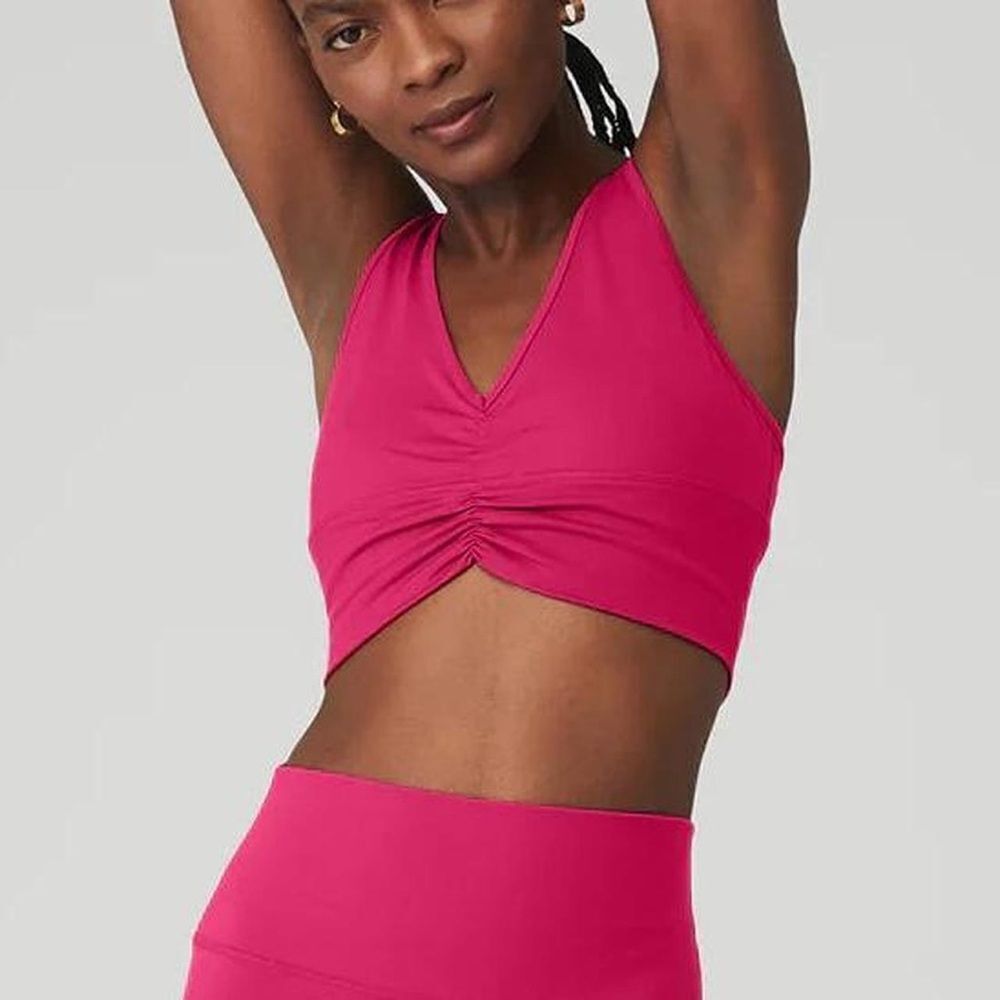 Alo yoga Pink Ruched Sports Bra